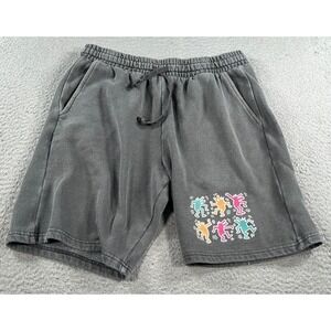RSQ Keith Haring Shorts Men's Small Gray Fleece Sweat Graphic Casual Activewear